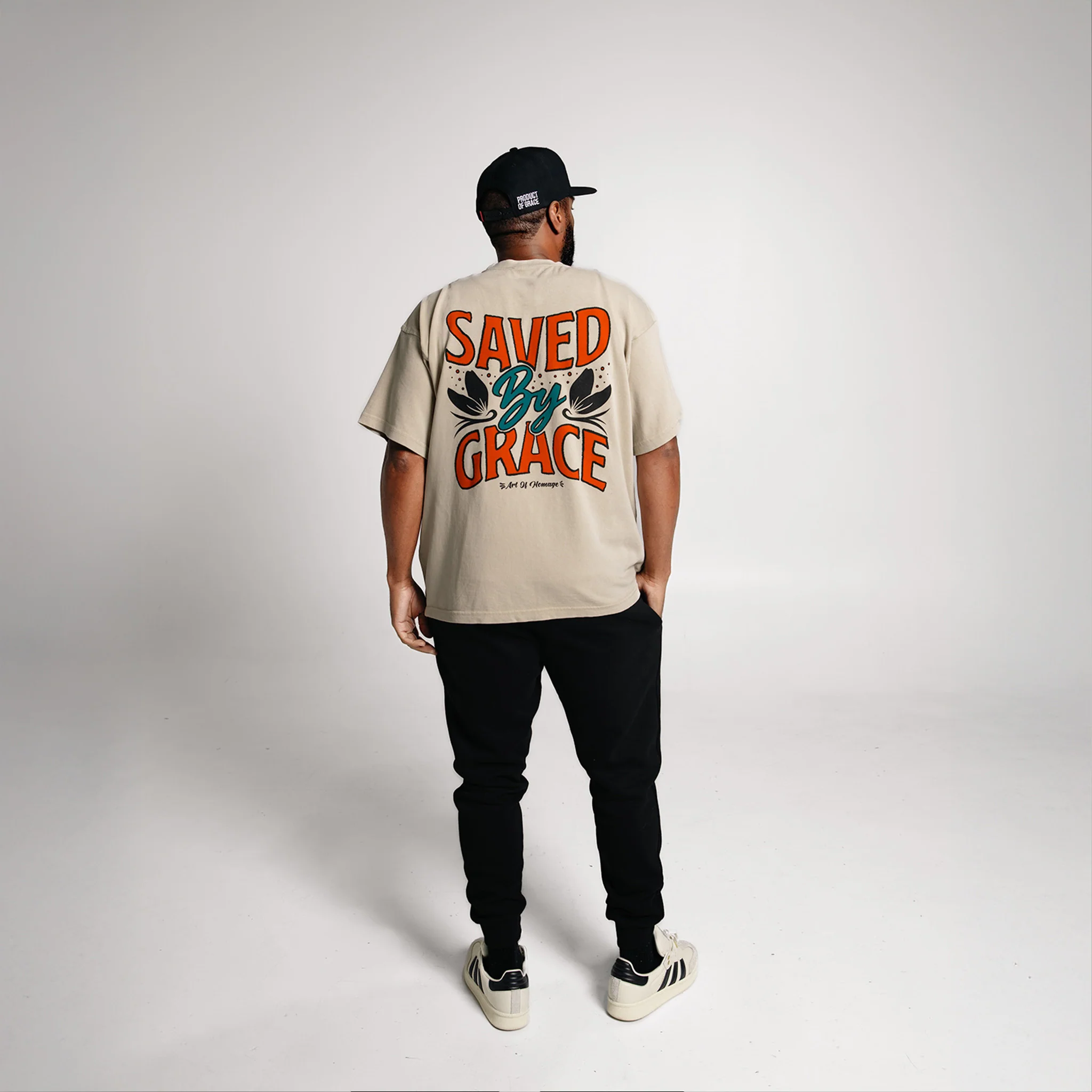 Saved By Grace Oversized Tee - Sand - Image 2